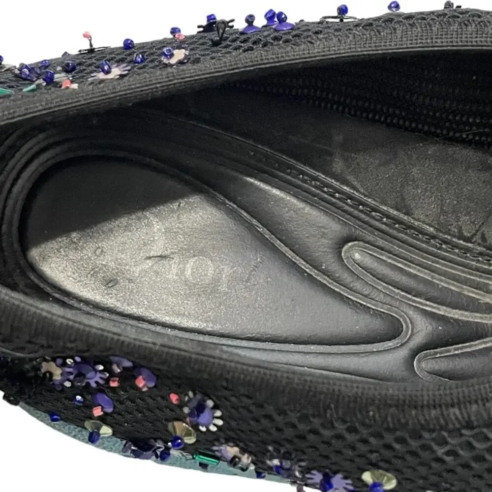 Dior Fusion Black Mesh Beaded Sequin Embellished Pull On Sneakers‎ 38.5 (8.5)